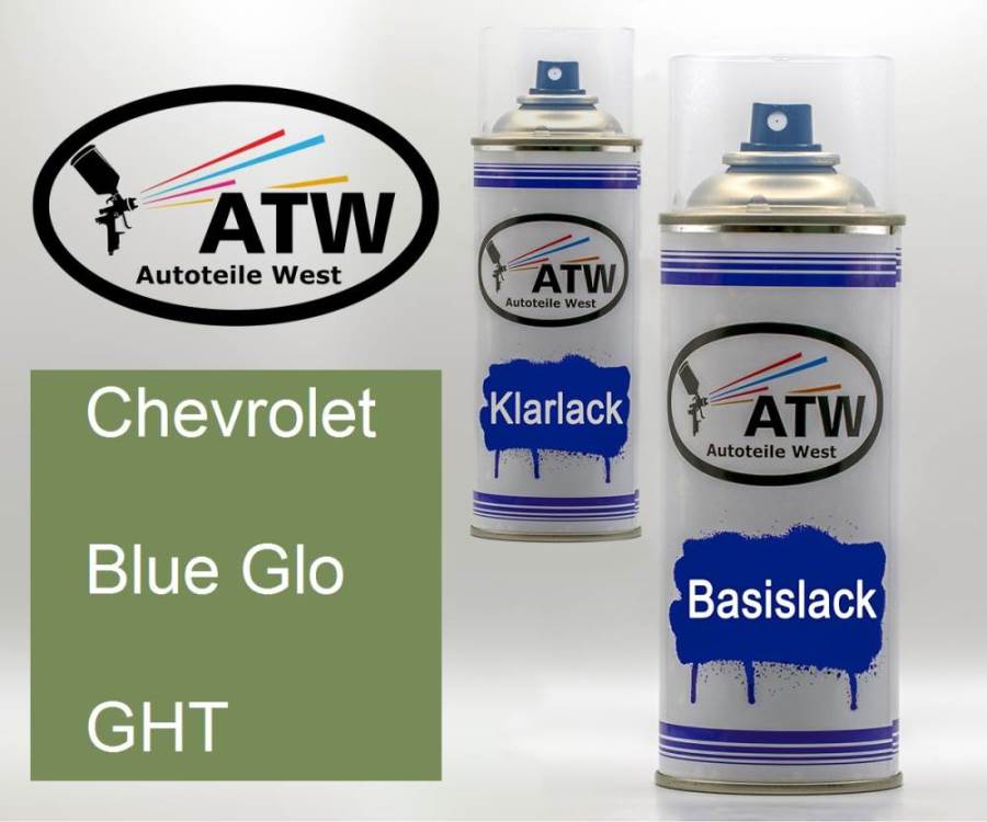 Chevrolet, Blue Glo, GHT: 400ml Sprühdose + 400ml Klarlack - Set, von ATW Autoteile West.